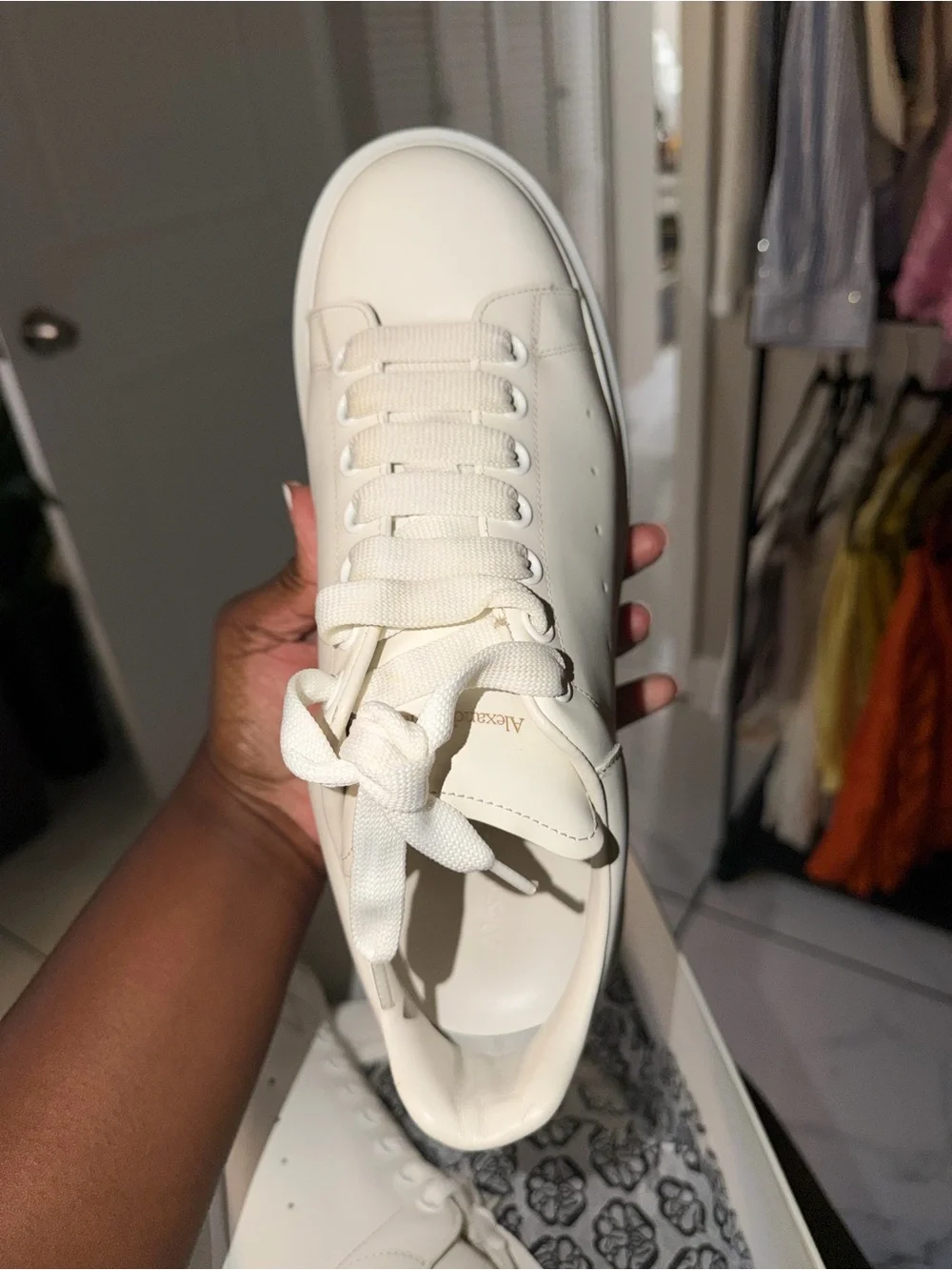Alexander McQueen White Leather Oversized Sole Sneakers